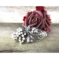 Brautschmuck|Tinas Schmucktruhe festliche Haarspange, Braut, weisse Perlen, Brautschmuck