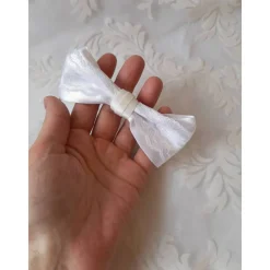 Festliche weiße Schleife Haarschmuck für Braut Hochzeit Kommunion Konfirmation Haarklammer romantisch Brautschmuck