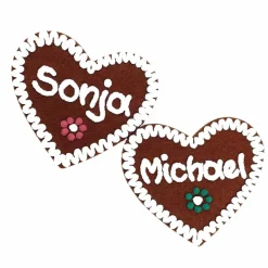 New Filzherz Dirndl Accessoires mit Namen - Anstecker Namensschild für Volskfeste - Herz personalisiert Button Brosche Accessoires