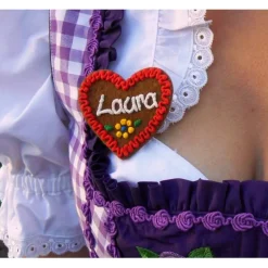 Accessoires|Mein Name Filzherz 6er SET Oktoberfest Dirndl Accessoires mit Namen - Anstecker Namensschild Herz personalisiert Button Brosche