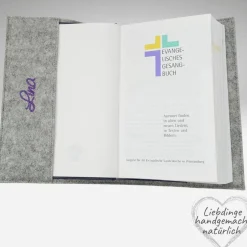 Outlet Filzhülle evangelisches Gesangbuch FRIEDENSTAUBE personalisiert  KL42 Gastgeschenke