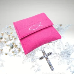 Best Filztäschchen Rosenkranz ICHTYS Fisch Filzetui Rosenkranztasche Farbwahl Rosenkranztäschchen
