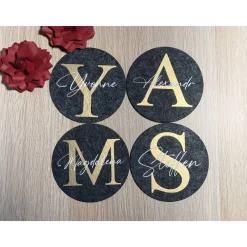Filzuntersetzer personalisiert mit Namen Filz Untersetzer wieder verwendbare Gastgeschenke für Hochzeit Konfirmation Gastgeschenke