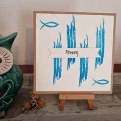 Glückwunschkarten|Teufelinchens_Ideen_Shop Firmung - Gratulationskarte - Fische - Beige/Braun/Blau