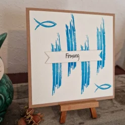 Glückwunschkarten|Teufelinchens_Ideen_Shop Firmung - Gratulationskarte - Fische - Beige/Braun/Blau