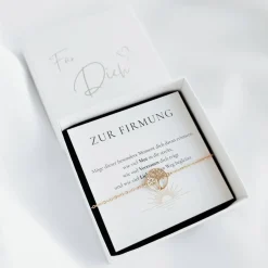 Geschenke|SR Jewelry Firmung Geschenk Armband | Symbol & Farbe wählbar | Geschenkkarte Zur Firmung mit Sonnenaufgang | Geschenkset mit Box