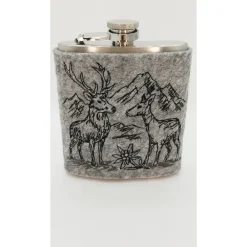 Clearance Flachmann aus Edelstahl mit bestickter Filzhülle Geschenke