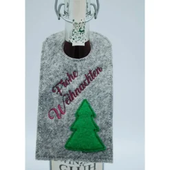 Outlet Flaschenanhänger Filz Geschenk Weihnachten Sylvester edel Deko Frohe Weihnachten Geschenkidee Geburtstag Feier Sekt Wein Geschenkeanhänger