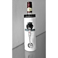 Clearance Flaschenmanschette Flaschenetikett Junge Engel Skull GESTICKT Leinen Monster & Gespenster
