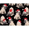 Clearance French Terry Stoff Weihnachtsmops mit Nikolausmütze – Sweat Meterware in Rot, Weiß, Beige, Schwarz – Öko-Tex Weihnachtsstoffe