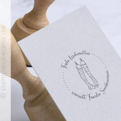 Weihnachtsstempel|Stempeldreams Frohe Weihnachten Stempel mit hängenden Strümpfen – Holzstempel – Weihnachtsstempel – Motiv: 575