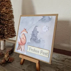 Weihnachtskarten|Teufelinchens_Ideen_Shop Fuchs auf Holzstumpf - Weihnachtskarte - Frohes Fest