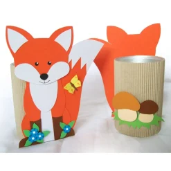 Fuchs mit Geschenkbox als Osterkörbchen, Frühlingsdeko, Osternest, Osterkorb oder Tischdeko, Verpackung für Geschenke Osterkörbchen
