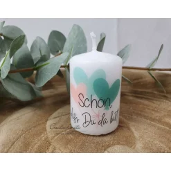 Outlet Gastgeschenk Kerze "Herz-Luftballons", 5 Stück - GiveAway - Hochzeit - Taufe - Kommunion Gastgeschenke