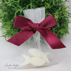 Best Gastgeschenk mit 2 Seifenfische - FISCHE natur - LILA-BORDEAUX dekoriert - personalisiert Gastgeschenke