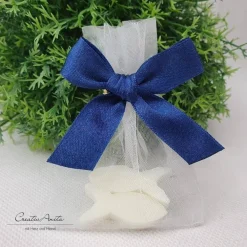 Sale Gastgeschenk mit 2 Seifenfische - FISCHE NATUR - DUNKELBLAU dekoriert - personalisiert Gastgeschenke