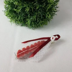 Gastgeschenk mit 5 Seifenherzen i. Reagenzglas - Rot - Granatapfel Gastgeschenke