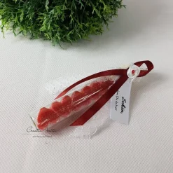 Gastgeschenk mit 5 Seifenherzen i. Reagenzglas - Rot - Granatapfel Gastgeschenke