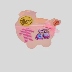 Glückwunschkarten|Meine-Schatz-Kiste Geburt Glückwunschkarte im Kinderwagen-Design Rosa