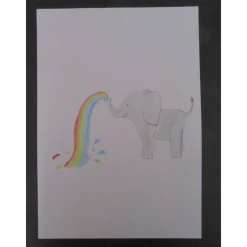 Best Geburtsbild Elefant mit Regenbogen personalisiert mit Namen Geschenke