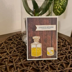 Best Geburtstagskarte - Geniess deinen Geburtstag - Whiskeyflasche - Whiskeyglas Glückwunschkarten