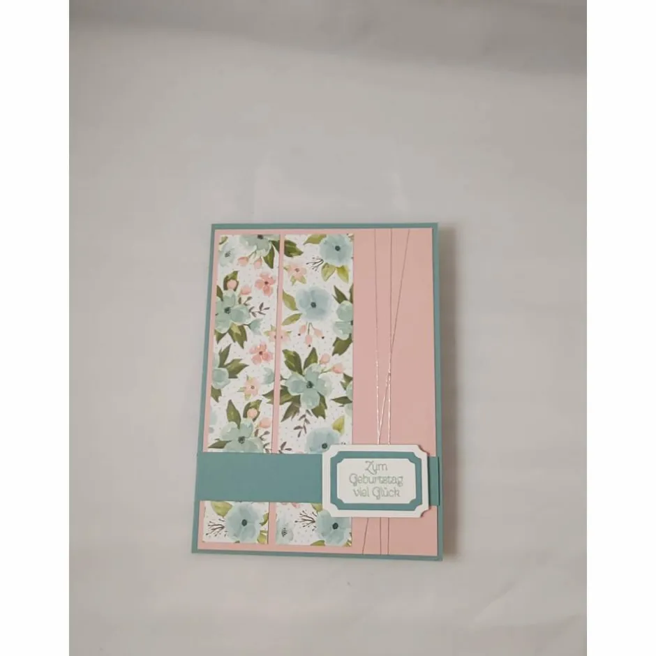 Clearance Geburtstagskarte "Blumen" in rosé und blau Glückwunschkarten