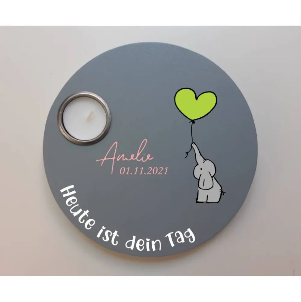 Sale Geburtstagslicht | Geburtstagsbrett grau / Elefant Geschenke