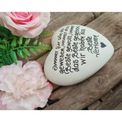 Discount Gedenkstein, Grabschmuck, Grabstein, 12 x 12 cm, Trauer, Herz, Spruch, Immer für alle, Beton, frostfest Gedenksteine