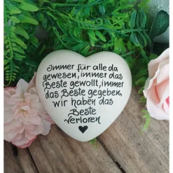 Discount Gedenkstein, Grabschmuck, Grabstein, 12 x 12 cm, Trauer, Herz, Spruch, Immer für alle, Beton, frostfest Gedenksteine