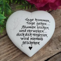 Discount Gedenkstein, Grabschmuck, Grabstein, 15 x 14 cm, Trauer, Herz, Spruch, Beton, frostfest, Gedenksteine