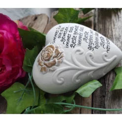 Gedenksteine|Kleiner Trost Gedenkstein, Grabschmuck, Grabstein, 15 x 15 cm, Trauer, Herz, Spruch, Immer für alle da gewesen,, Beton, frostfest