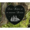 Best Gedenkstein Herz Segelschiff Hafen maritimer Grabschmuck Gravur auf Marmor Grabdekoration Gedenksteine