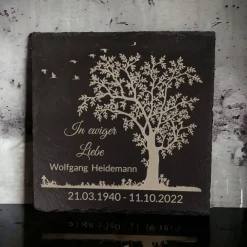 Outlet Gedenktafel/ Grabschmuck aus Schiefer, Baum, Personalisiert Gedenksteine