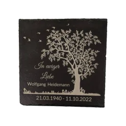 Outlet Gedenktafel/ Grabschmuck aus Schiefer, Baum, Personalisiert Gedenksteine