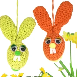 Hot Gehäkelte Osterhasen zum Aufhängen 2er Set – Handgemachte Osterdeko aus Baumwolle Osterhasen