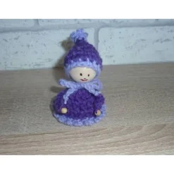 Weihnachtsdeko|CreativBaer gehäkelter Wichtel - lila (9 cm x 6 cm)