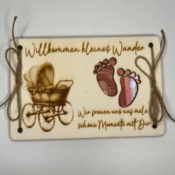 Outlet Gelaserte Geldgeschenkkarte "Kleines Wunder" aus Sperrholz – Das perfekte Geschenk zur Geburt oder Taufe! Geldgeschenke