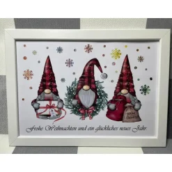 Discount Geldgeschenk Bilderrahmen Weihnachten Wichtel Gnom personalisierbar DIN A4 Geldgeschenke