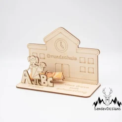 Best Geldgeschenk Einschulung - Mädchen - aus Holz personalisiert Kinder Einschulung