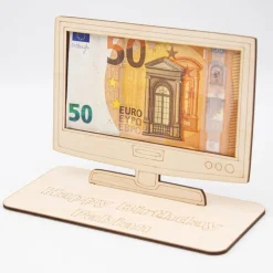 Outlet Geldgeschenk Fernseher / Flachbildschirm - aus Holz personalisiert Geldgeschenke