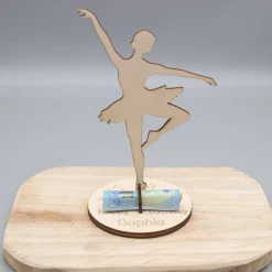 Sale Geldgeschenk für Mädchen - Ballerina - aus Holz personalisiert Geldgeschenke
