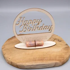Outlet Geldgeschenk Happy Birthday - aus Holz personalisiert Geldgeschenke