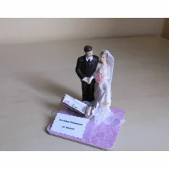 Online Geldgeschenk Hochzeit rosa – Kreative Geschenkidee auf Korkuntersetzer mit Brautpaar & Blumenranken Geldgeschenke