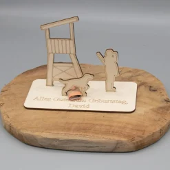 Online Geldgeschenk Jäger mit Hochsitz - aus Holz personalisiert Geldgeschenke