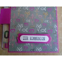 Geldgeschenk  Kommunion Mädchen Fisch Reagenzglas Verpackung Geldverpackung Wunscherfüller Pink Geschenk Geldgeschenke