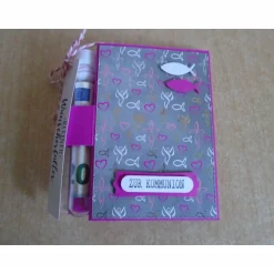 Geldgeschenk  Kommunion Mädchen Fisch Reagenzglas Verpackung Geldverpackung Wunscherfüller Pink Geschenk Geldgeschenke