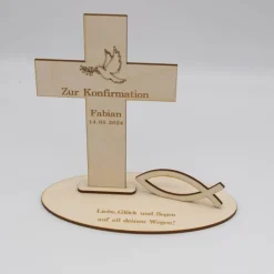 Sale Geldgeschenk Konfirmation - Kreuz - aus Holz personalisiert Geldgeschenke