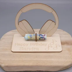 Sale Geldgeschenk Kopfhörer - aus Holz personalisiert Geldgeschenke
