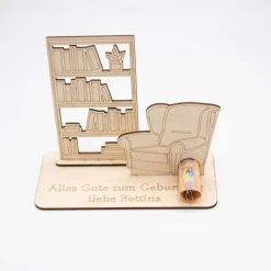 Online Geldgeschenk Lesezimmer - aus Holz personalisiert Geldgeschenke