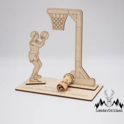 Best Geldgeschenk mit Basketballspieler/-in - aus Holz personalisiert Geldgeschenke